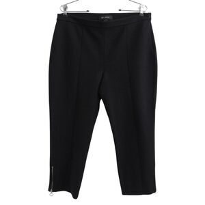 St. John Crop Pants Black Wool Blend Side Zip Ankle Leg Zipper Detail Sz 12‎